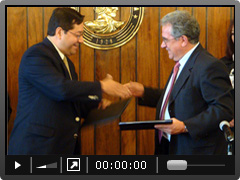 Ministro de Econom&iacute;a y Finanzas P&uacute;blicas, Luis Alberto Arce Catacora y el Presidente a.i. del Banco Central de Bolivia, Marcelo Zabalaga Estrada