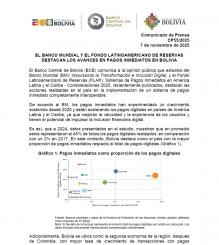 EL BANCO MUNDIAL Y EL FONDO LATINOAMERICANO DE RESERVAS DESTACAN LOS AVANCES EN PAGOS INMEDIATOS EN BOLIVIA